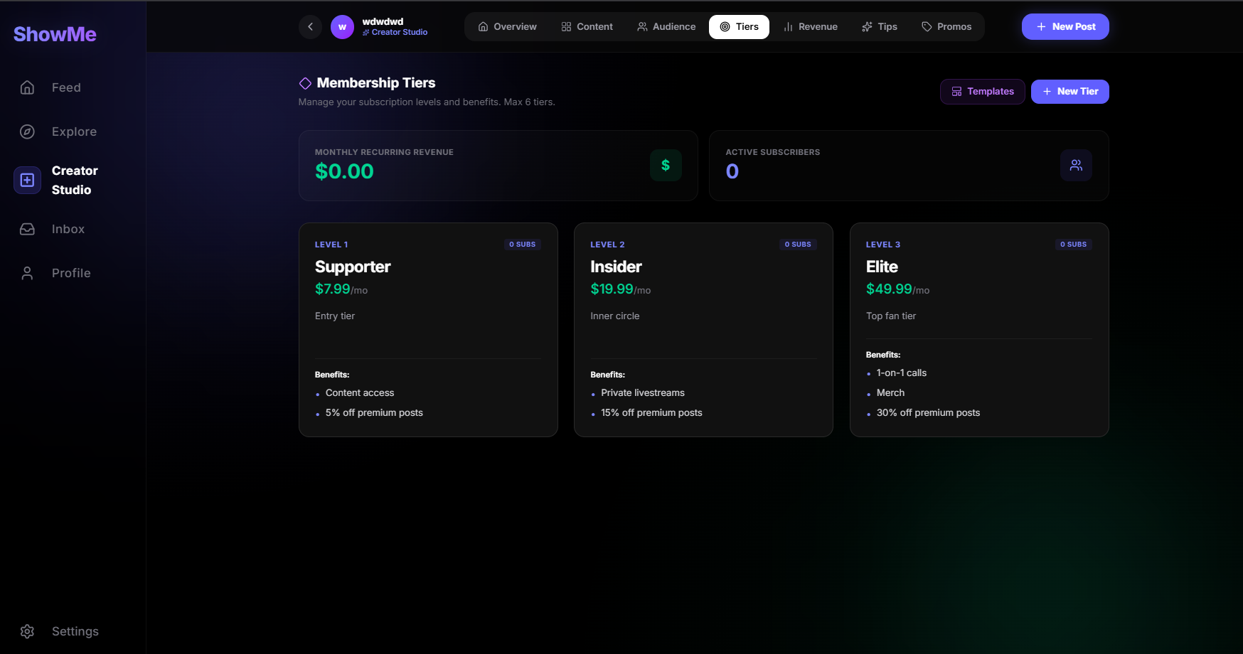 Subscription tiers